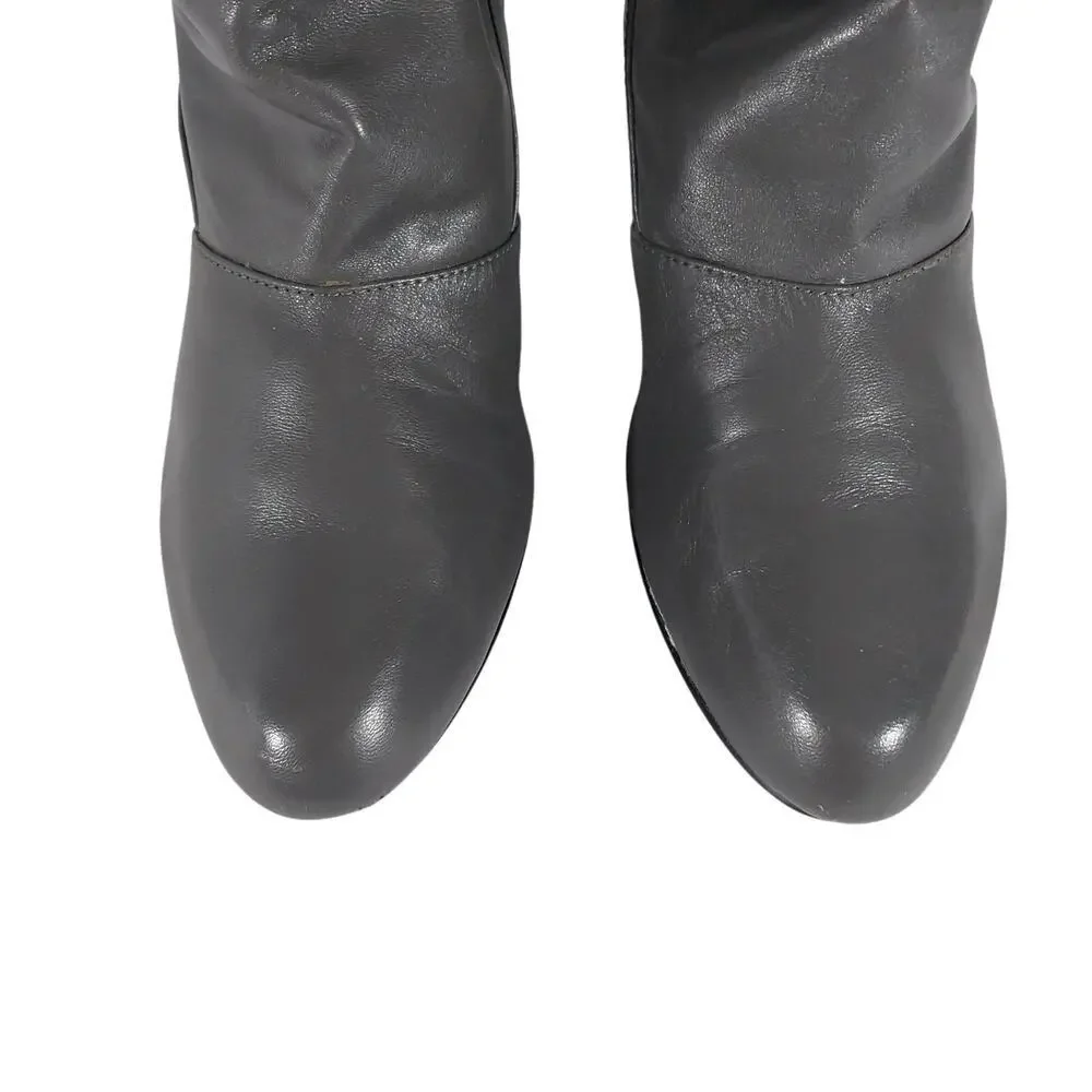NINE WEST! BAILEY TAUPE BROWN GENUINE LEATHER, BACK HEEL ZIPPER BOOTS! SZ 9.5M